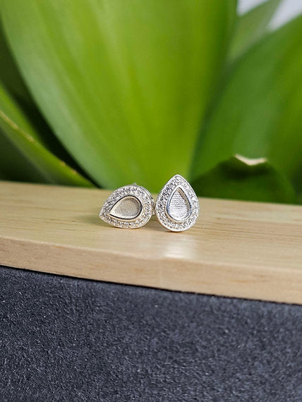 CZ Pear Stud Earrings