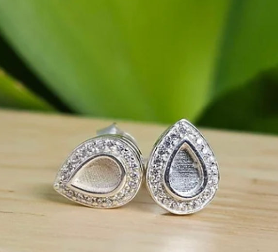 CZ Pear Stud Earrings